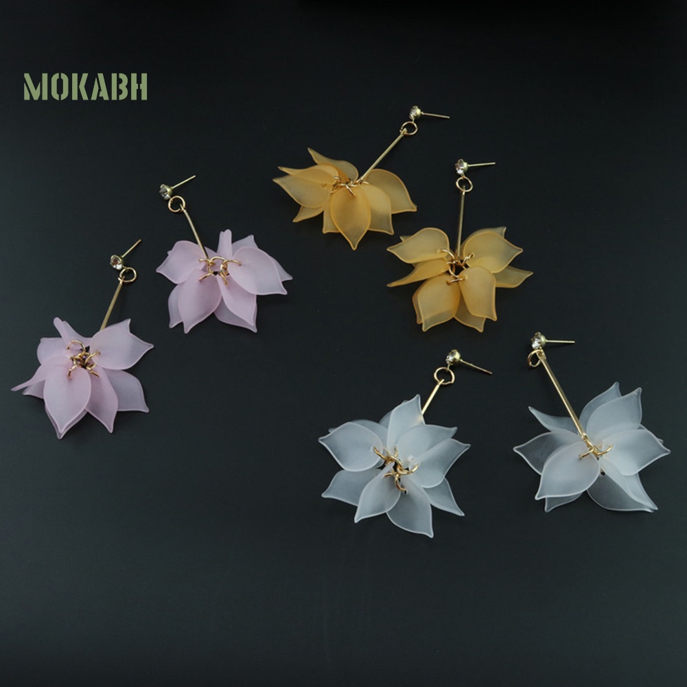 Bông Tai Dáng Dài Hình Cánh Hoa Bằng Nhựa Resin Ngọt Ngào Cho Nữ