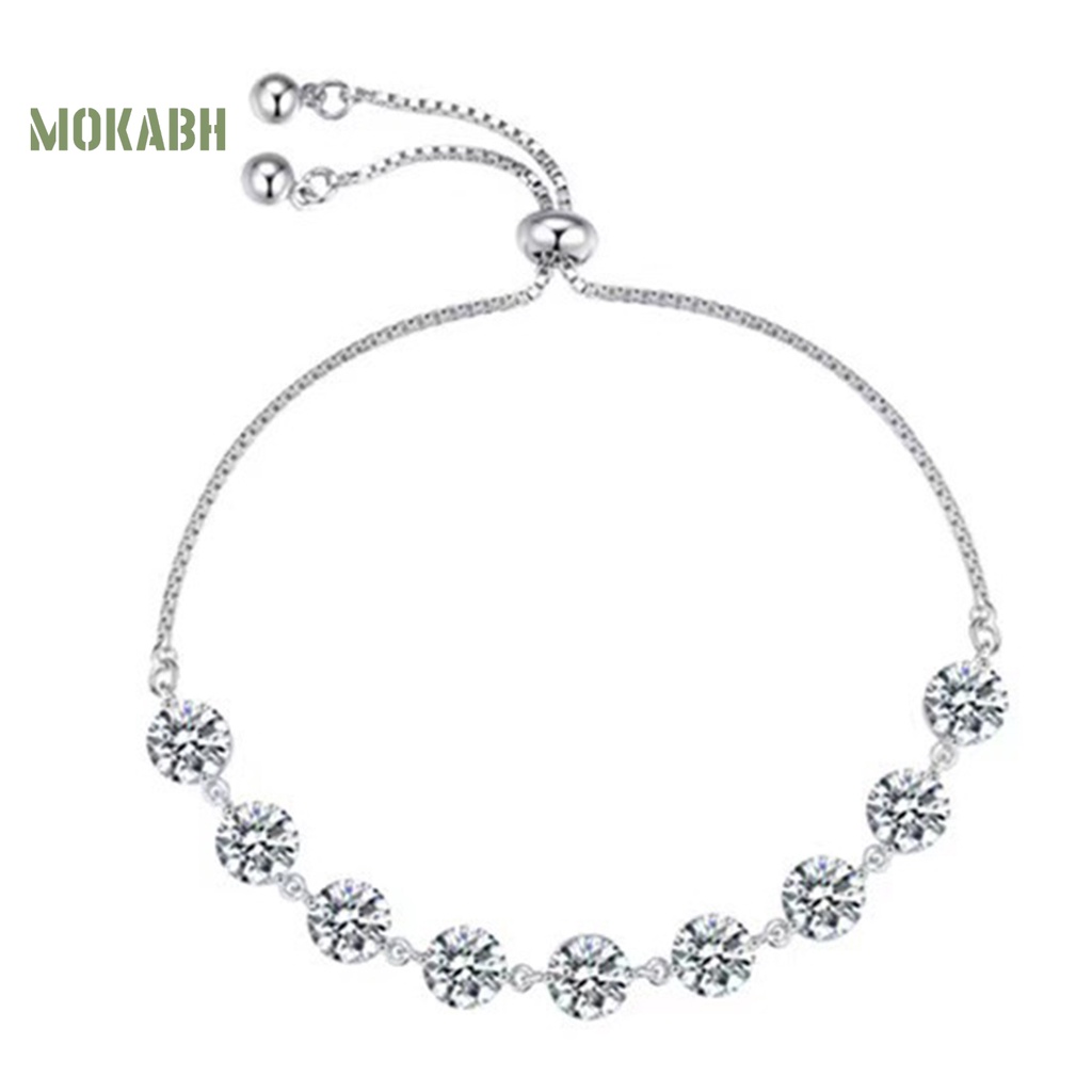 Vòng Đeo Tay Chuỗi Hạt Tròn Màu Bạc Lấp Lánh Thời Trang Cho Nữ