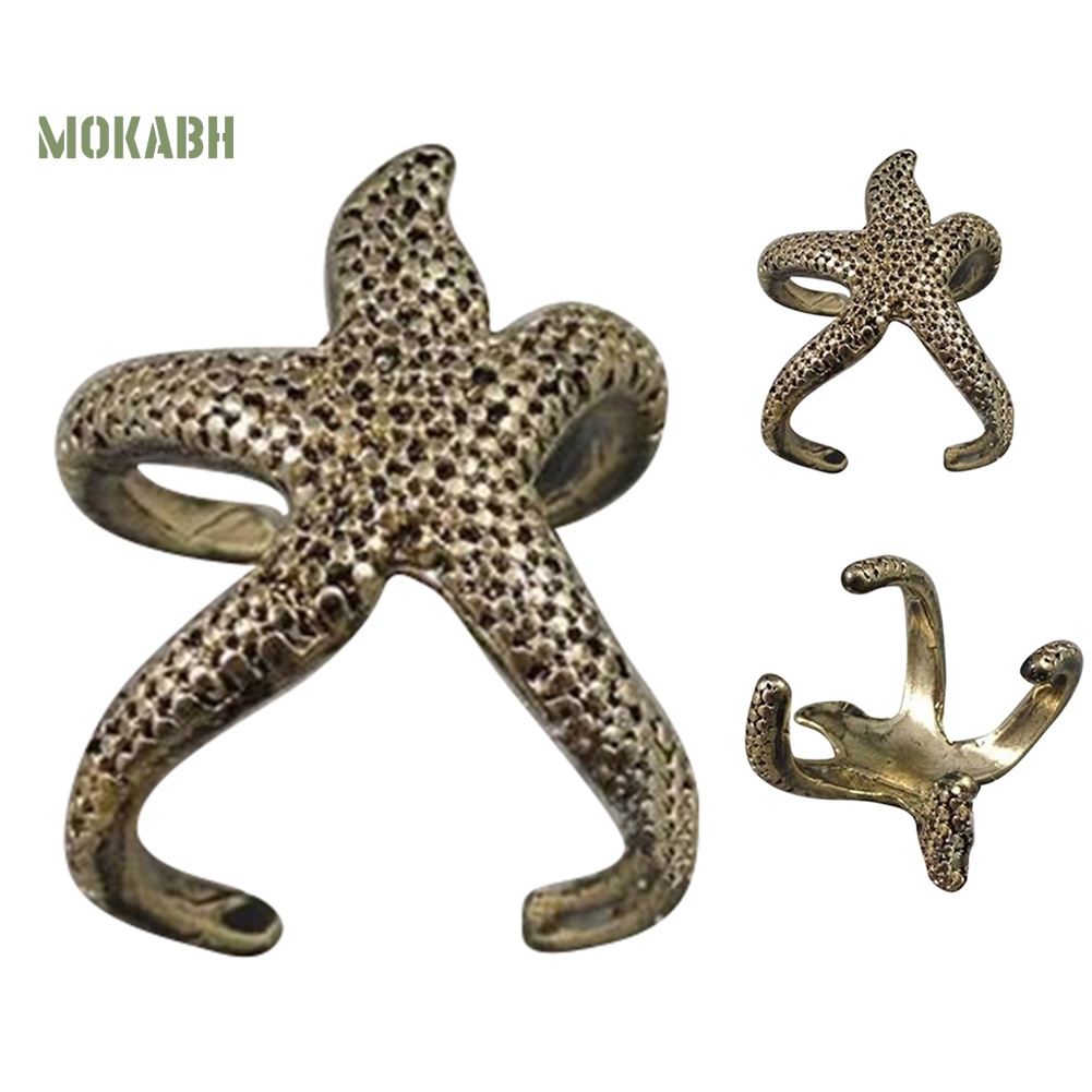 [Hot] Nhẫn Hở Hình Sao Biển Bằng Đồng Phong Cách Punk Cổ Điển