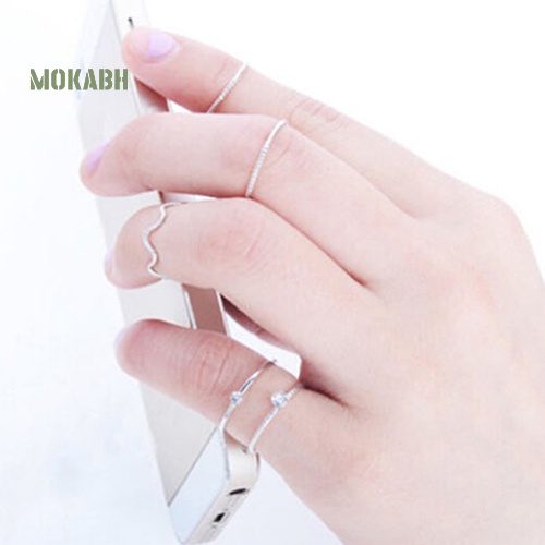 Set 5 Nhẫn Đeo Đốt Ngón Tay Gợn Sóng Thời Trang Cho Nữ