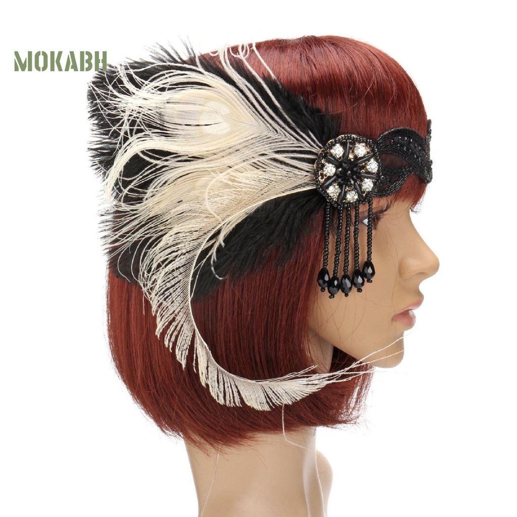 Băng Đô Cài Tóc Đính Đá Và Lông Vũ Cho Cô Dâu