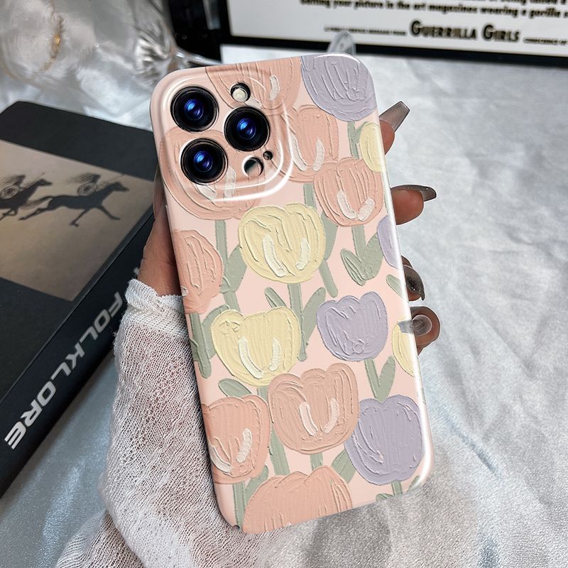 Ốp Điện Thoại Họa Tiết Tranh Sơn Dầu Hình Hoa Cho Iphone 13 Xsmax 11 xr 12 14 52HY