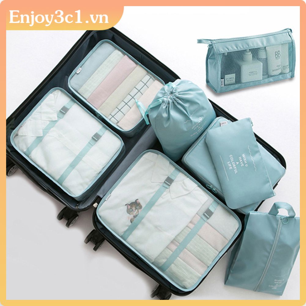 8pcs thiết lập Du Lịch tổ chức Lưu trữ Túi vali đóng gói thiết lập lưu trữ trường hợp xách tay hành lý tổ chức quần áo giày gọn gàng Pouch life08