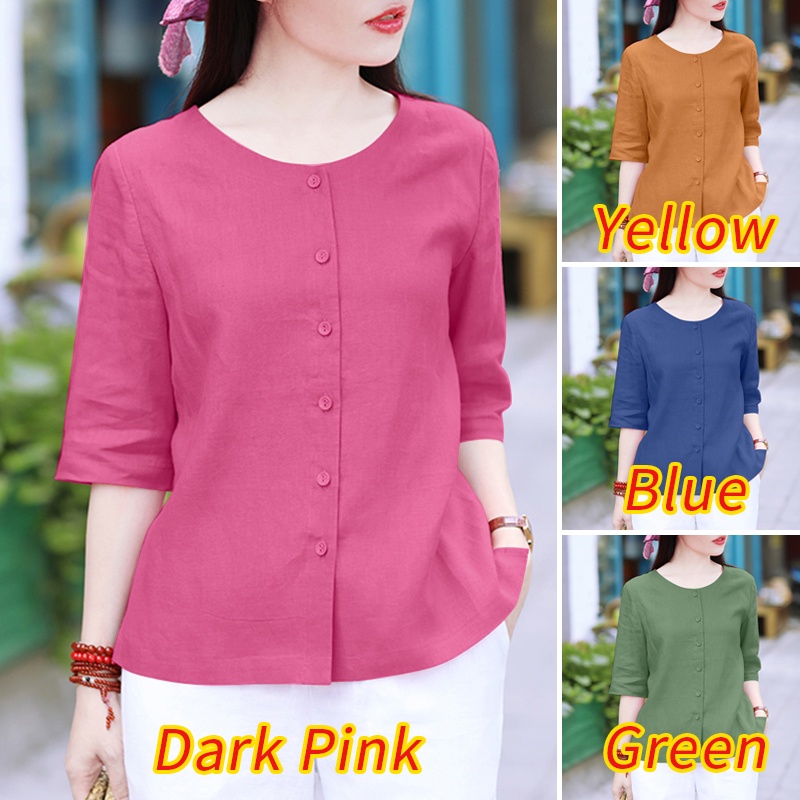 ZANZEA Áo Thun Nữ Tay Lửng Cổ Tròn Thời Trang Hàn Quốc