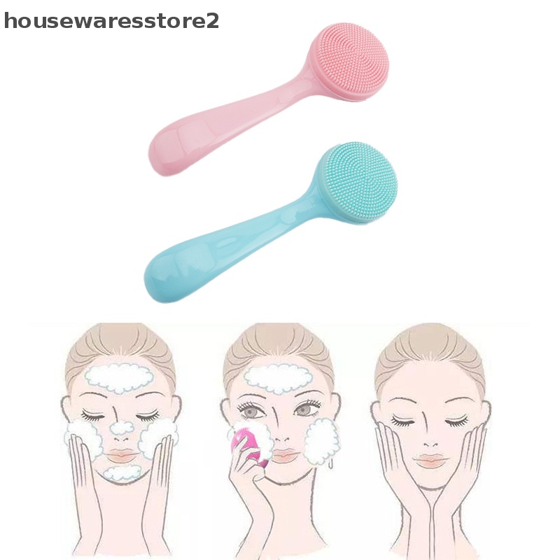 Set 2 Bàn Chải Rửa Mặt Silicone Mềm Mát Xa Loại Bỏ Mụn Đầu Đen