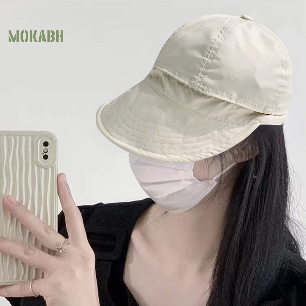 [Mok Abh] Mũ Rộng Vành Chống Nắng Mùa Hè Vải Lưới Mỏng Dây Rút Màu Trơn Có Thể Điều Chỉnh Được Thời Trang
