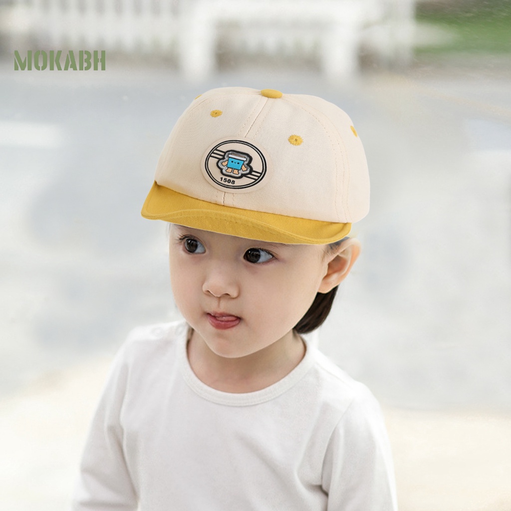 [Mok Abh] Mũ Bóng Chày Vành Tròn Mềm Mại Họa Tiết Hoạt Hình Phong Cách Hàn Quốc Có Thể Điều Chỉnh Kích Cỡ