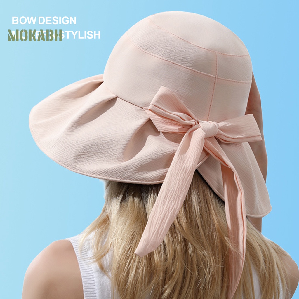 Nón Tai Bèo Chống Tia UV Màu Trơn Thắt Nơ Thời Trang Cho Nữ