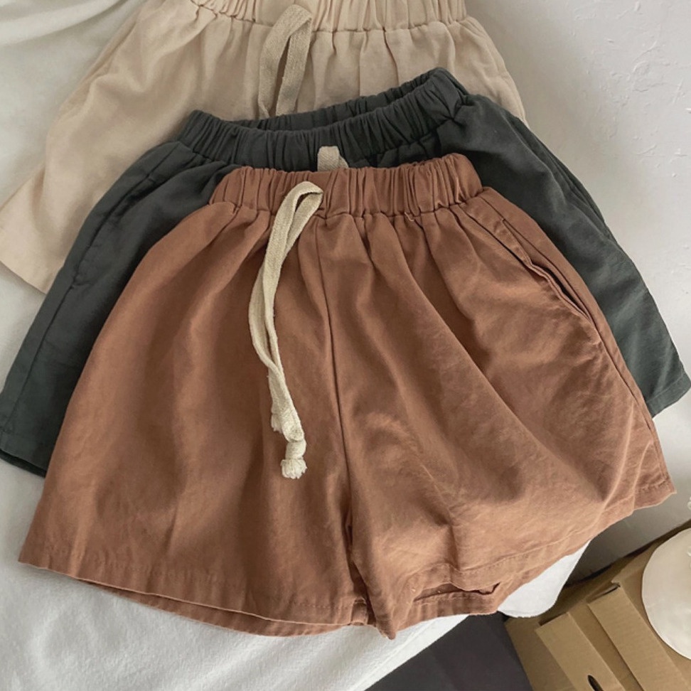 Quần Short cotton Lanh Màu Sắc Đơn Giản Phong Cách Nhật Bản Cho Bé