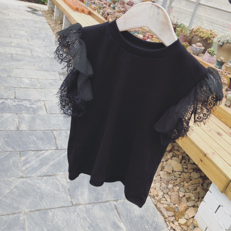 Áo Thun Cotton Phối Ren Dễ Thương Dành Cho Bé Gái