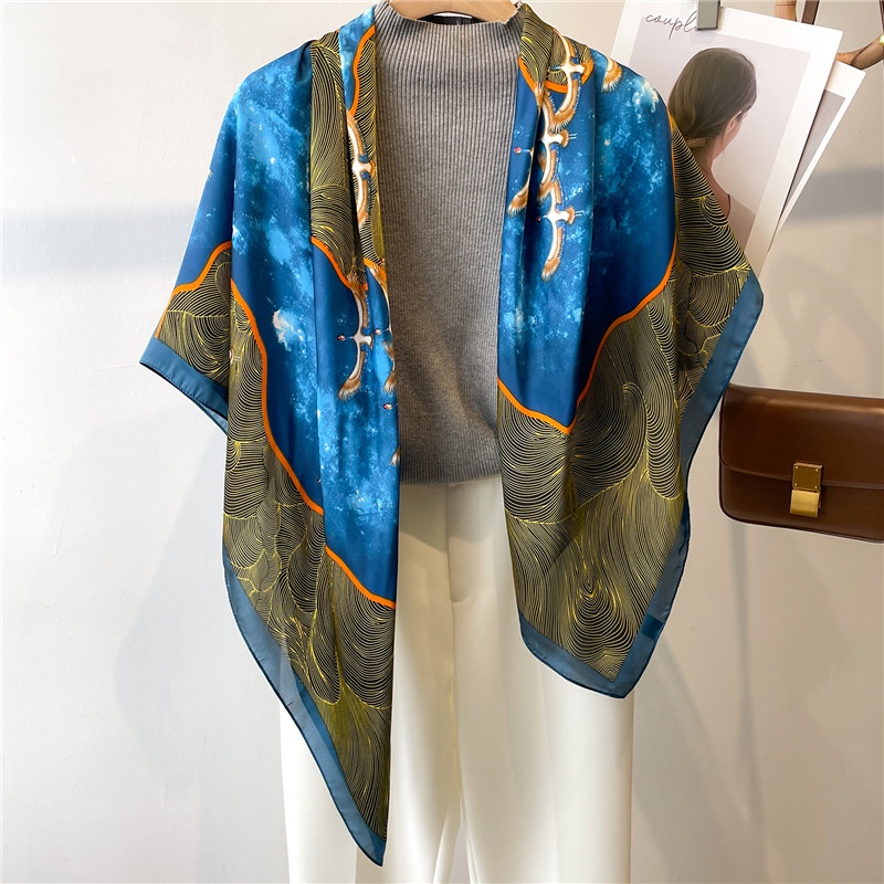 Khăn Quàng Cổ Hình Vuông Cỡ Lớn 110cm Chất Liệu Satin Thời Trang Mùa Hè Dễ Phối Đồ