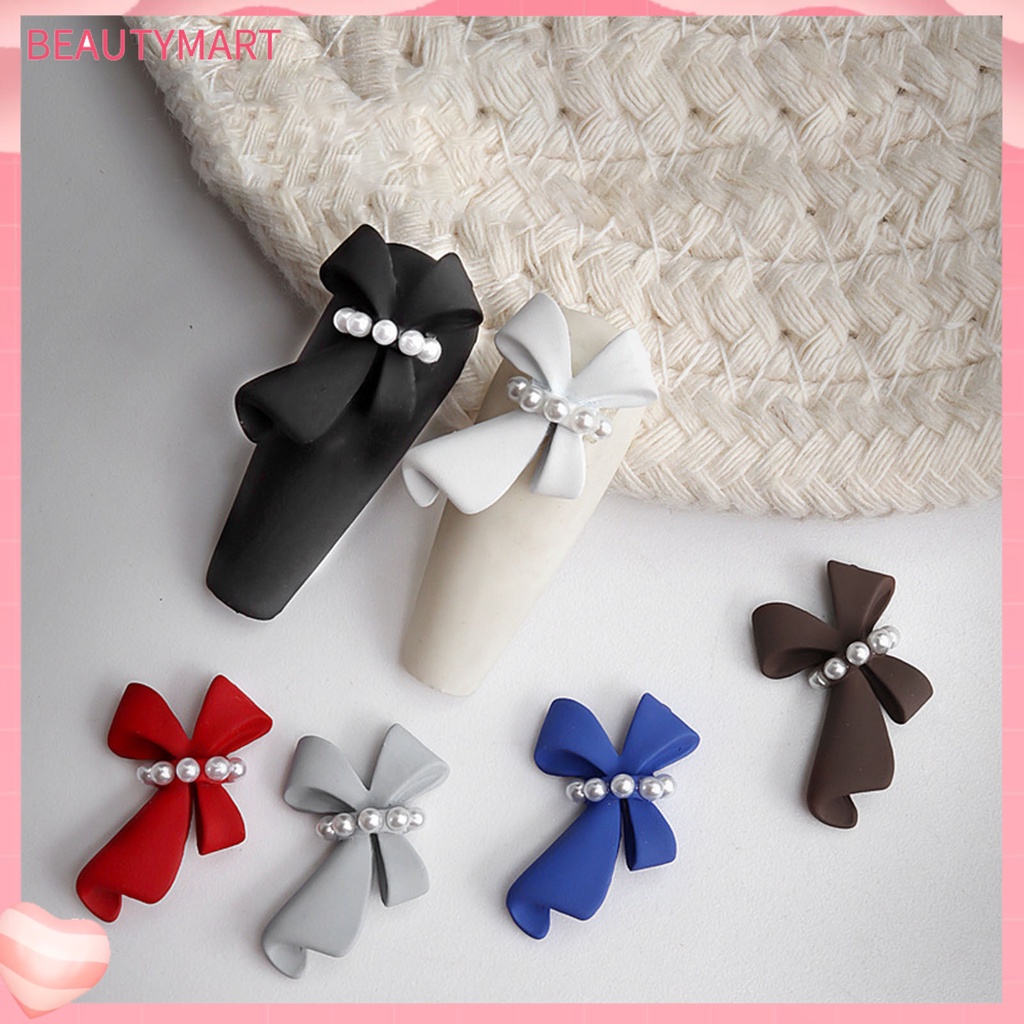 Set 5 Phụ Kiện Trang Trí Móng Tay Nghệ Thuật 3D Hình Nơ Bằng Nhựa Màu Sắc Sống Động Đa Năng DIY