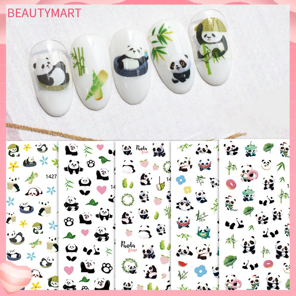 Miếng Dán Trang Trí Móng Tay Hình Gấu Trúc Dễ Thương DIY