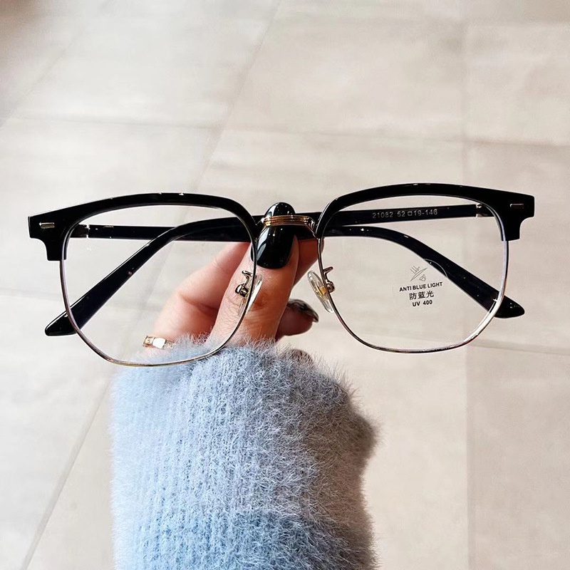 Kính Mát Gọng Kim Loại Chống Tia Bức Xạ Phong Cách Hàn Quốc Cho Nam Và Nữ
