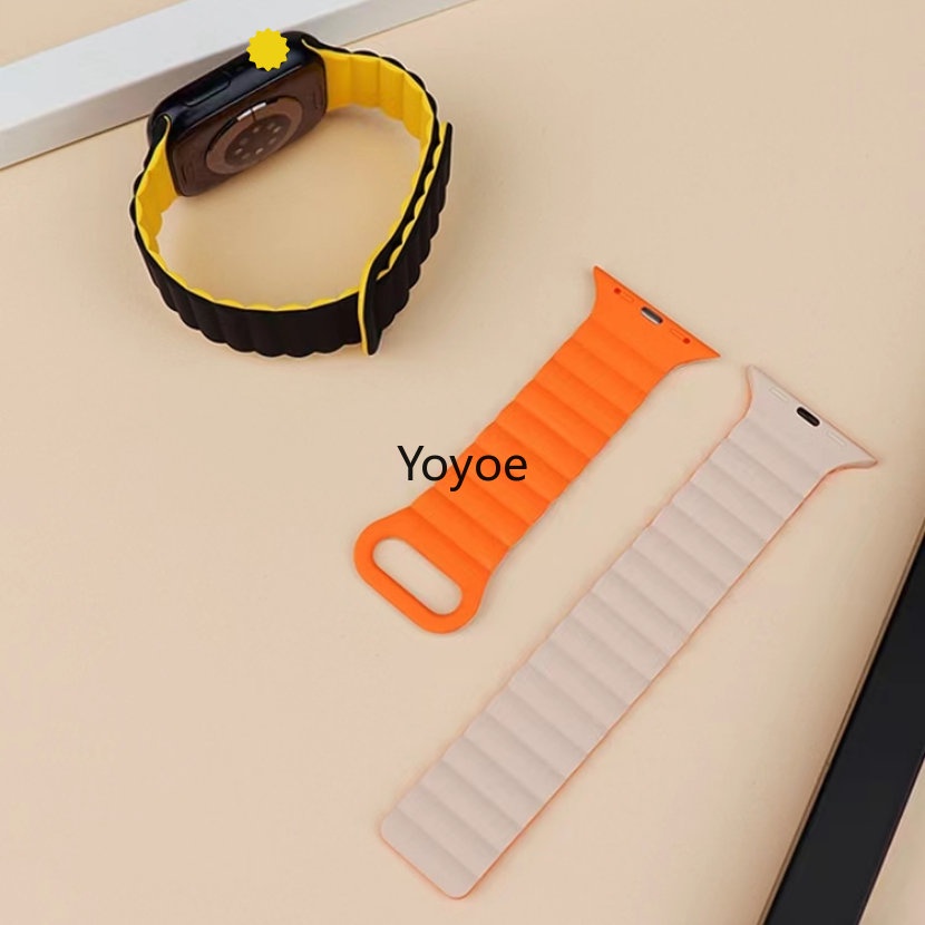 Dây Đeo Đồng Hồ Từ Tính Bằng Silicone 44mm 40mm 41mm 45mm 49mm Cho iWatch Series 8 7 6 SE 5 4 3 42mm 38mm