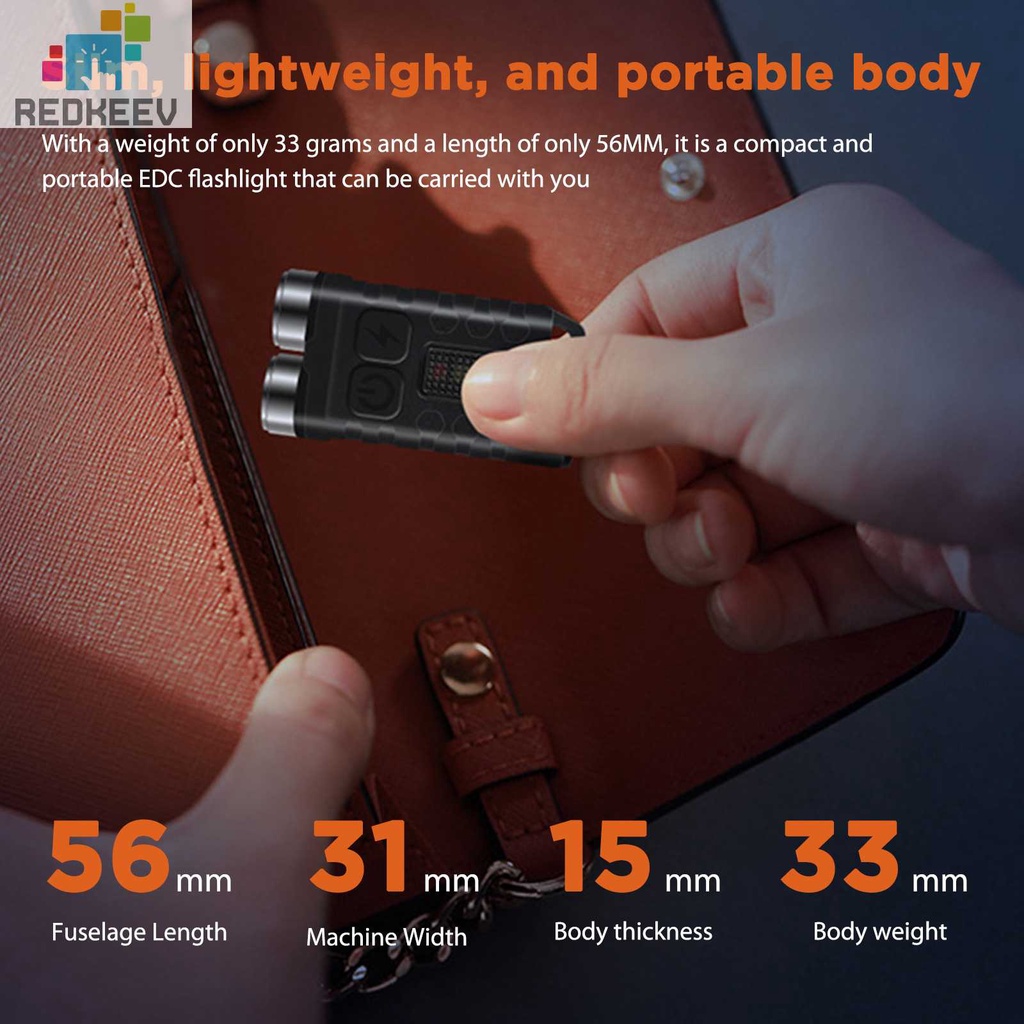 Móc Khóa Đèn Pin Mini EDC 900LM Kèm Cáp USB Type-C