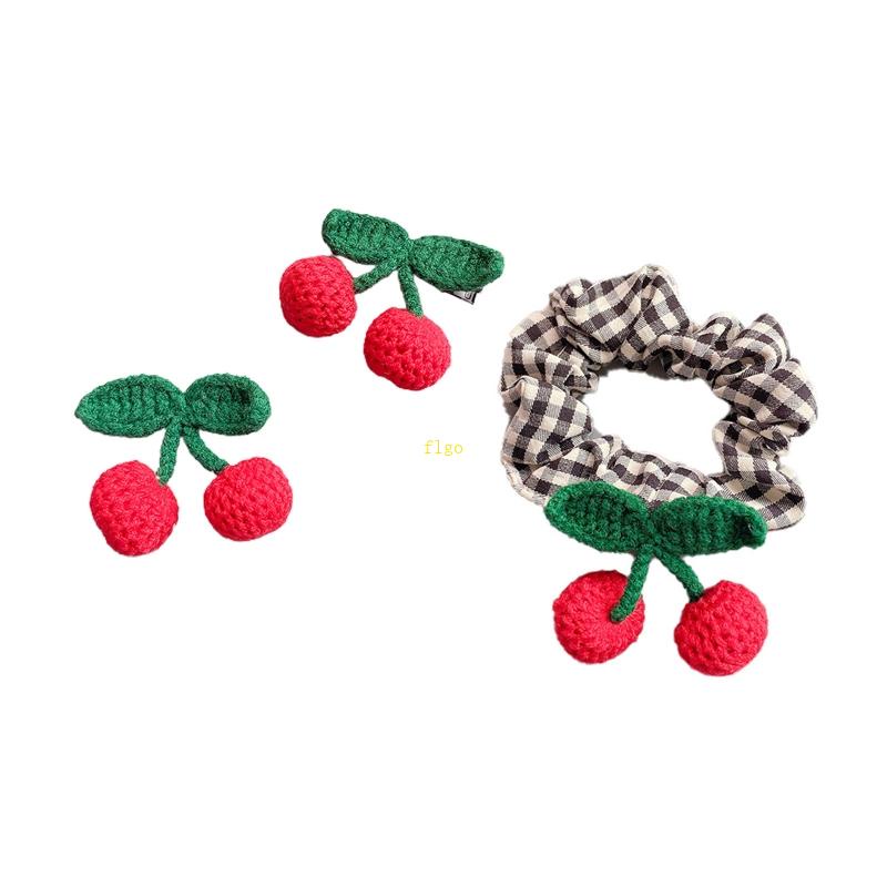 Bộ Kẹp Tóc Và Dây Buộc Tóc Hình Quả Cherry Dùng Hóa Trang / Chụp Ảnh