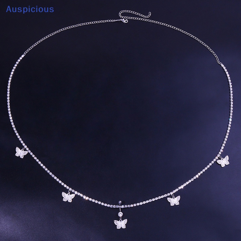 Dây Xích Đeo Hông Đính Đá Hình Bướm Bằng Bạc Quyến Rũ