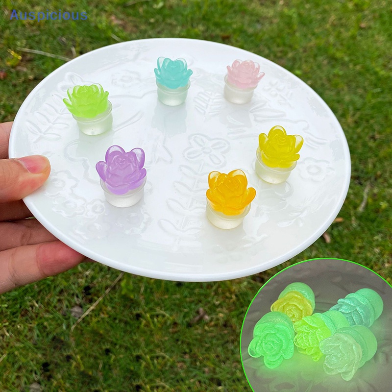 Chậu Hoa Sen Đá Resin Phát Sáng Mini Dễ Thương Dùng Trang Trí Xe Hơi / Móc Khóa DIY