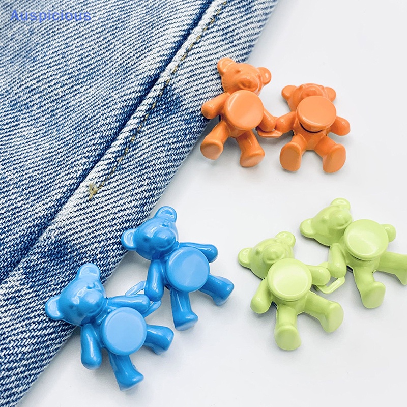 [AuspiciousV] Set 2 Nút Kim Loại Hình Gấu May Quần Jean Không Cần Nút Có Thể Tháo Rời Phù Hợp Vớ