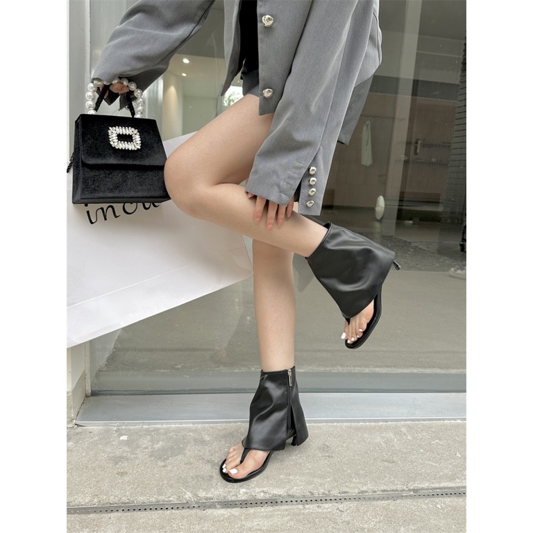 Sandal Cao Gót Hở Ngón Có Khóa Kéo Phong Cách Hàn Quốc Thời Trang Mùa Hè Hàng Mới 2023