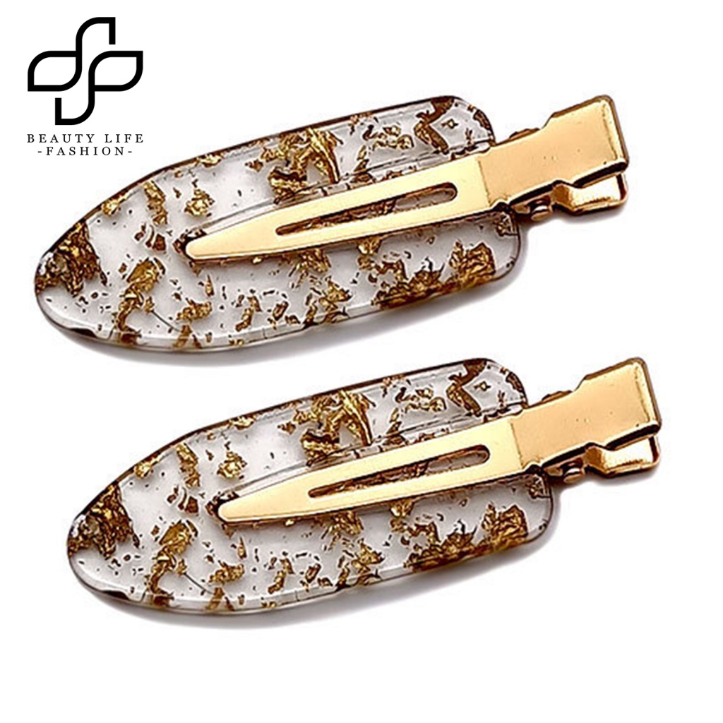 1 Cặp Kẹp Tóc Hình Chiếc Lá Bằng Kim Loại Gọn Nhẹ Không Lông Xù