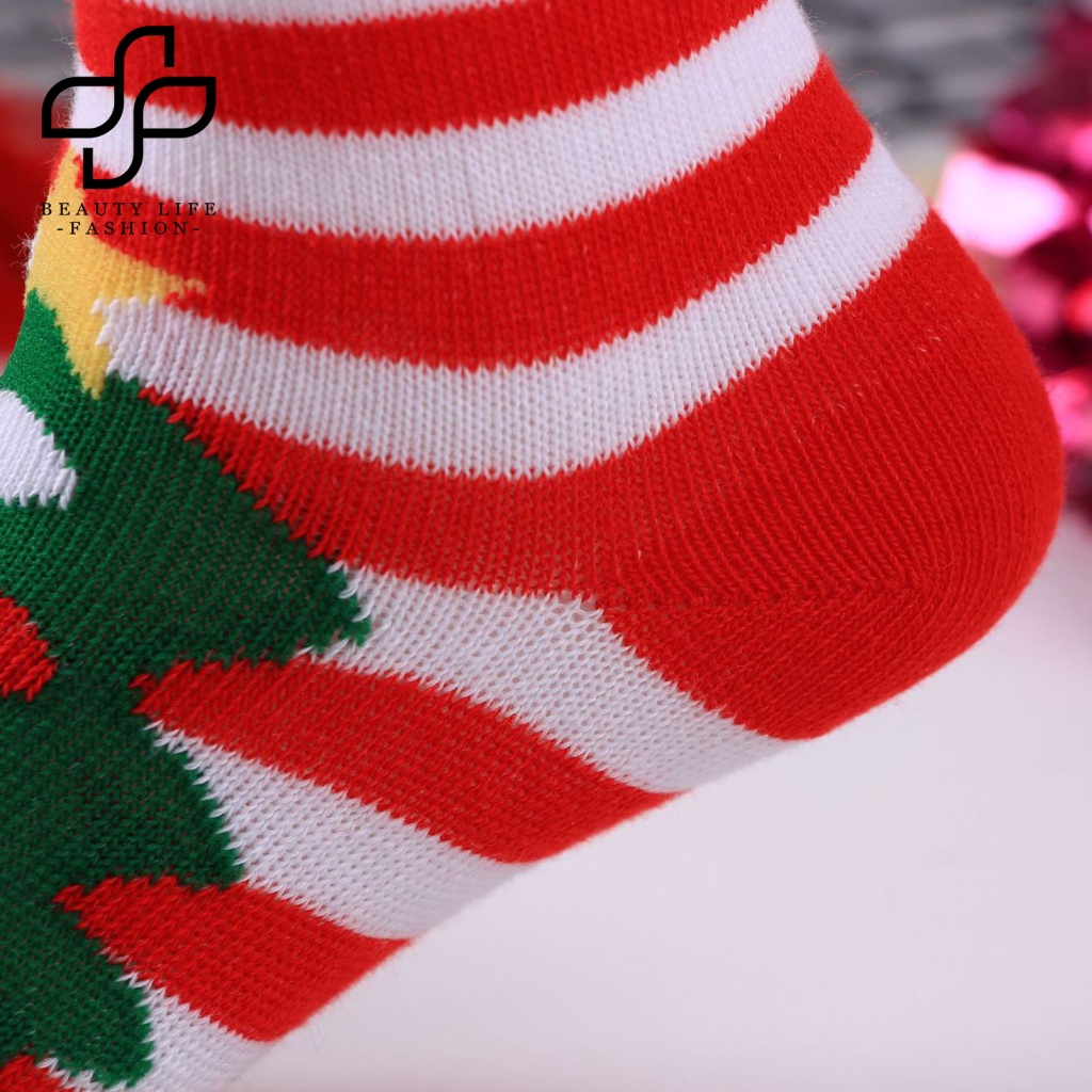 Bộ 5 Đôi Vớ Co Giãn Chống Mòn In Họa Tiết Giáng Sinh Cho Bé Trai Và Gái