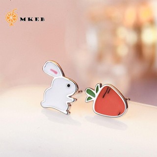 MKEB Cặp khuyên tai dễ thương hình chú thỏ và quả cà rốt dành cho nữ