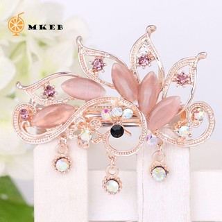 Kẹp tóc MKEB hợp kim trang trí nơ đính đá nhân tạo thời trang