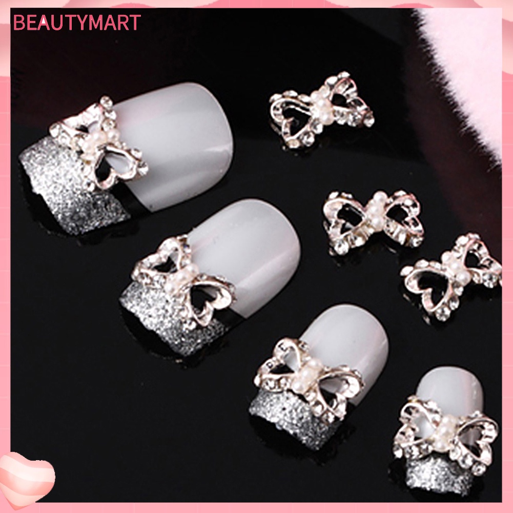 Bộ 10 Miếng Dán Trang Trí Móng Tay Hình Nơ Đính Đá Lấp Lánh DIY