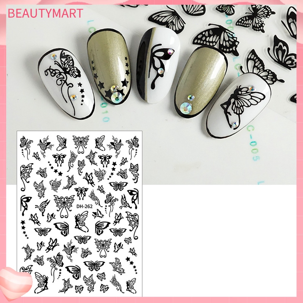 Đề Can Dán Móng Tay Hình Bướm Rỗng Tinh Tế Không Keo Cho Nữ