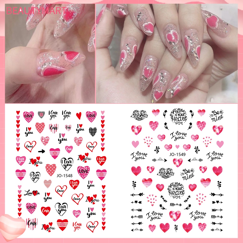 Miếng Dán Móng Tay Hiệu Ứng 3D Không Phai Tự Dính Hình Hoa Lãng Mạn Cho Nữ