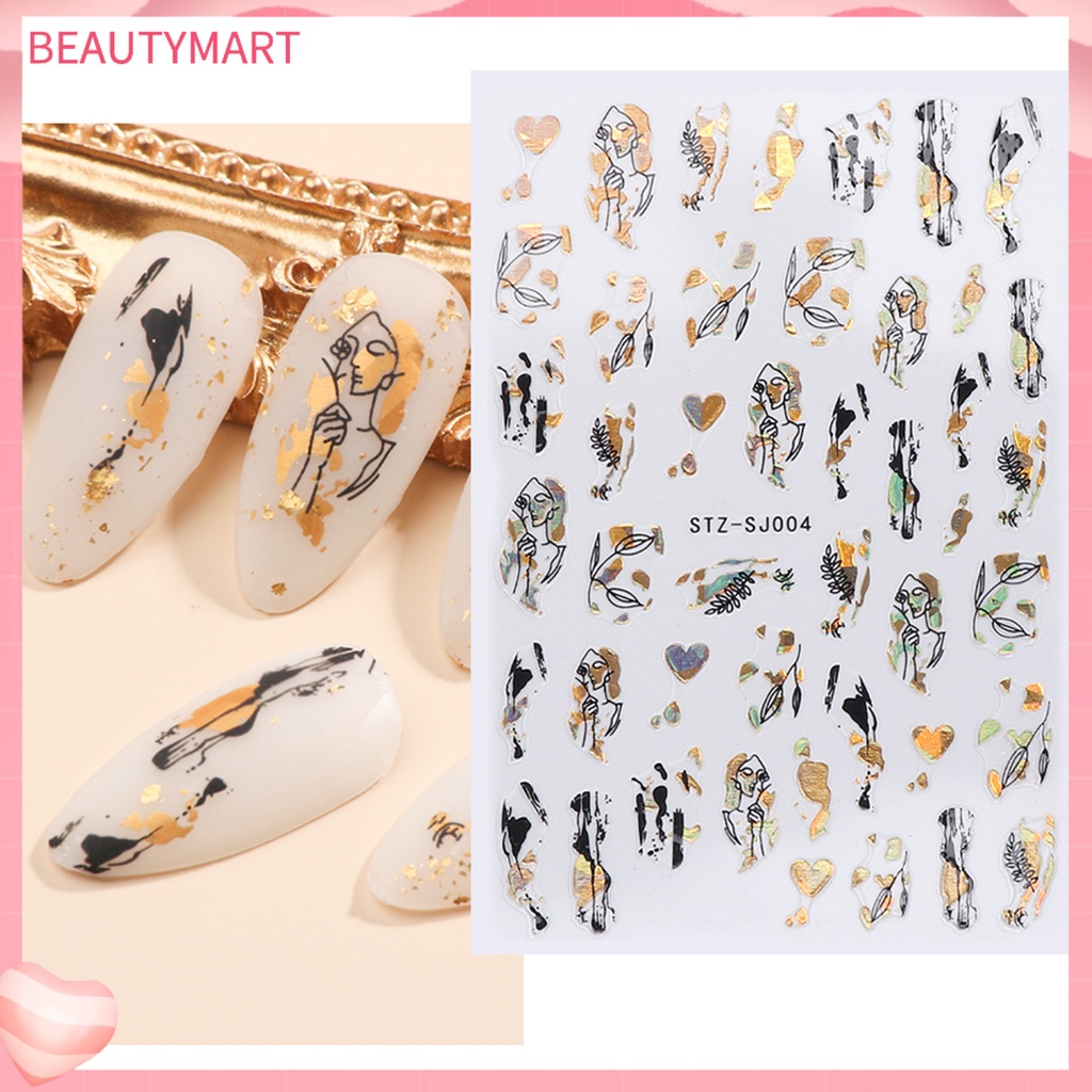 Bộ 2 Miếng Dán Trang Trí Móng Tay Hai Tông Màu Hình Hoa Hồng DIY