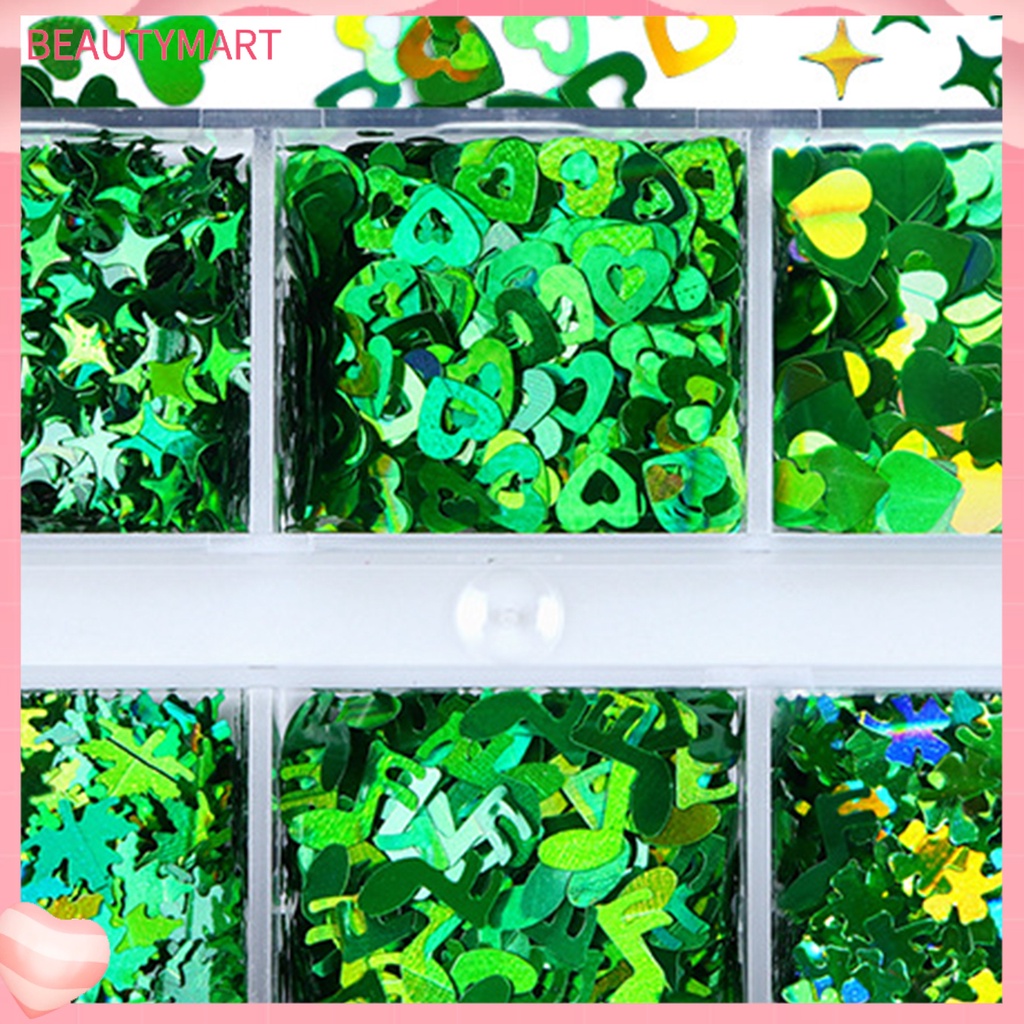 Hộp 6 Ngăn Đựng Hạt Sequin Lấp Lánh Trang Trí Móng Nghệ Thuật Cho Nữ