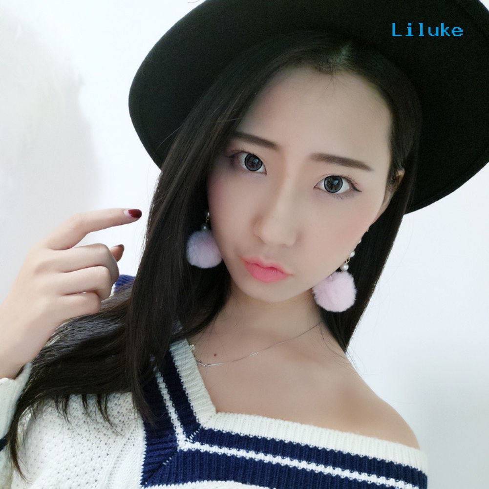 Bông Tai Dáng Dài Phối Cục Bông Xinh Xắn Đáng Yêu Cho Nữ