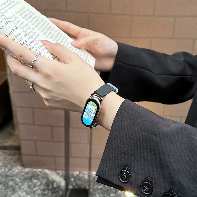 Dây Đeo Silicone Khóa Nam Châm Cho Đồng Hồ Thông Minh Xiaomi Miband 8 7 6 5 Miband 3 4 Mi Band8 Mi7 5 6