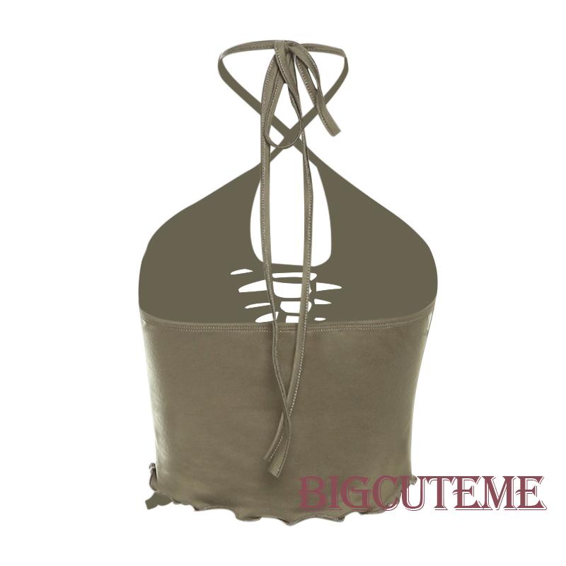 Áo Croptop Sát Nách Màu Sắc Tương Phản Thời Trang Cho Nữ