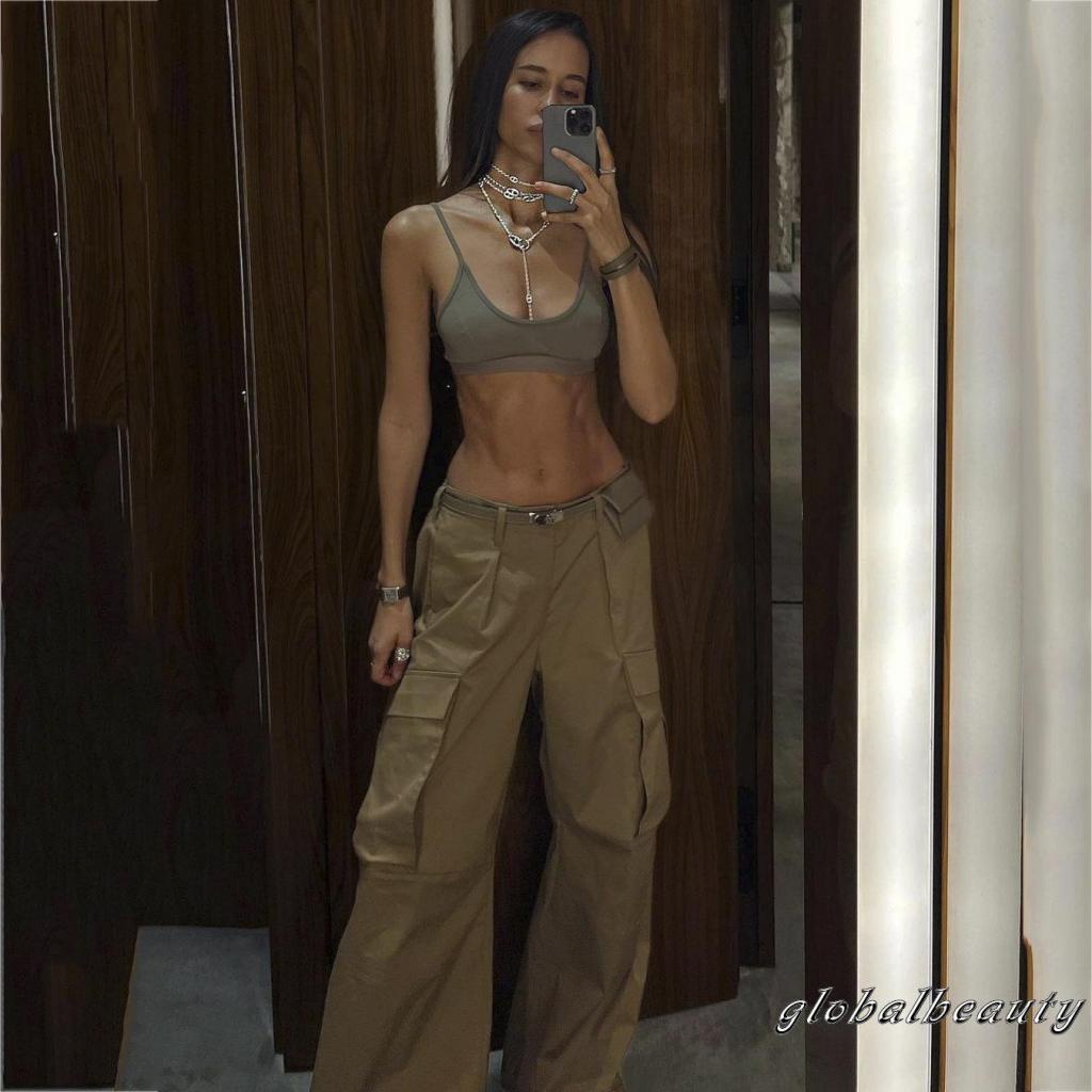 Quần Dài Dáng Rộng Màu Trơn Có Túi Và Khóa Kéo Phong Cách Đường Phố Cho Nữ