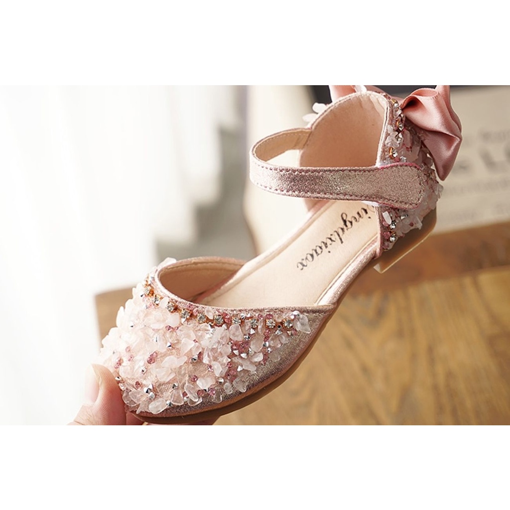 Xăng đan Da Đính Pha Lê Phong Cách Hàn Quốc Thời Trang Mùa Hè 2023 Cho Bé Gái