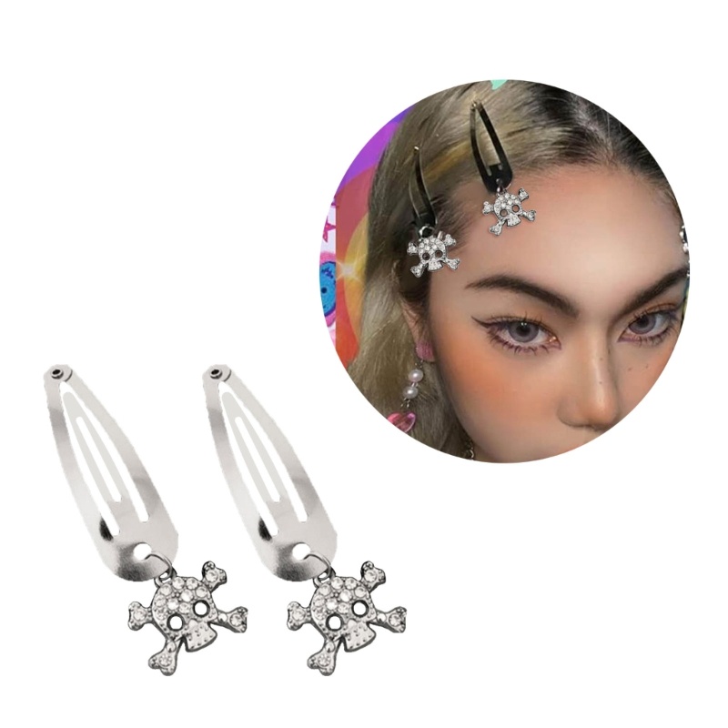 Kẹp Tóc Bằng Kim Loại Mạ Bạc Đính Đá Độc Đáo Y2K