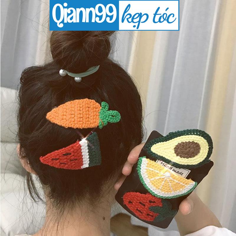 💓Kẹp tóc đan len hình trái cây xinh xắn dành cho bé gái