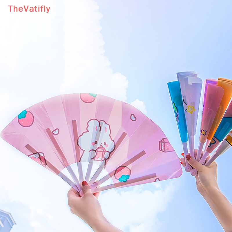 [Thevalifly] Quạt Xếp Cầm Tay Bằng Nhựa PP Nhỏ Dễ Thương Tươi Mới Và Sáng Tạo Phù Hợp Làm Quà Mùa Hè
