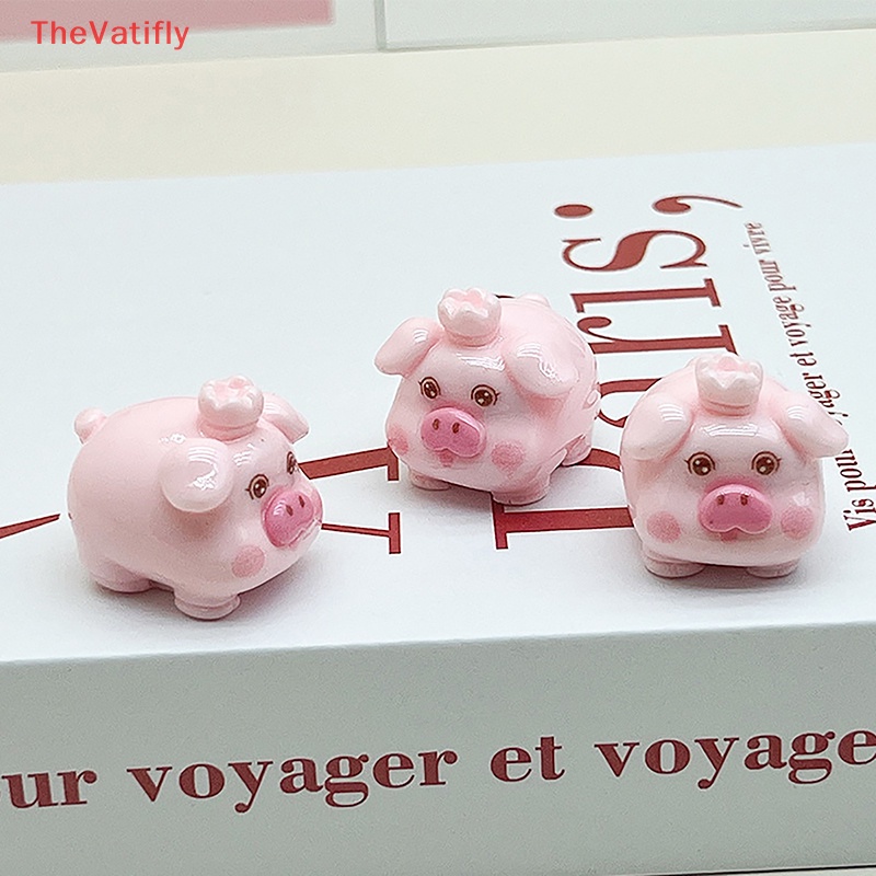[Thevalifly] Móc Khóa Resin Hình Chú Heo Hoạt Hình Đội Vương Miện Thủ Công DIY