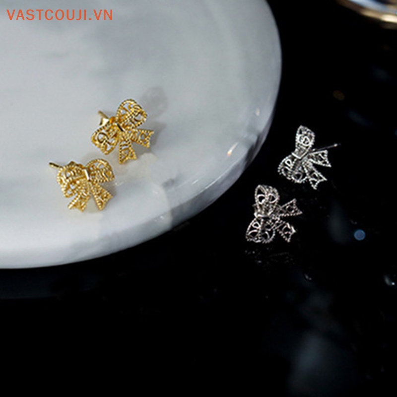 1 Đôi Bông Tai Hình Nơ Ren Rỗng Đơn Giản Dành Cho Nữ