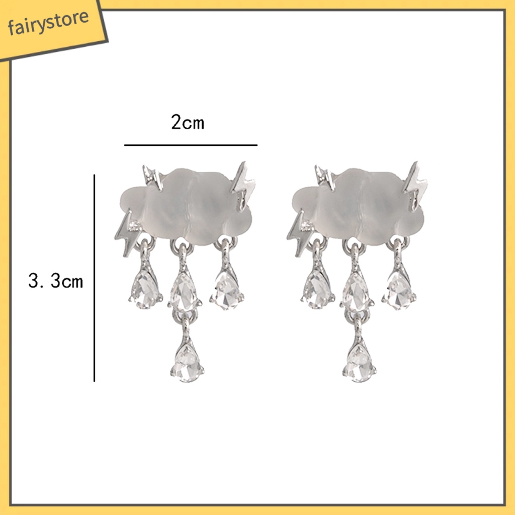 1 Đôi Bông Tai Hình Đám Mây Mưa Đính Pha Lê Giả Thời Trang