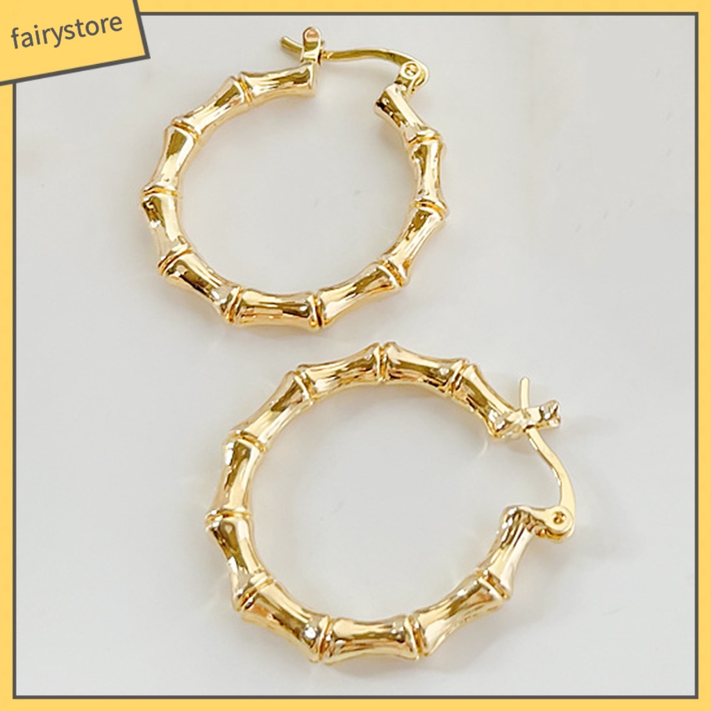 1 Đôi Bông Tai Hình Tròn Bằng Tre Thời Trang Dành Cho Nữ