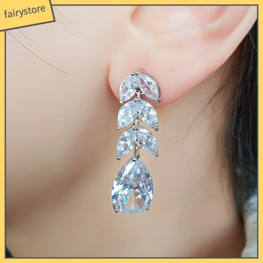 1 Đôi Bông Tai Hình Giọt Nước Đính Đá Lấp Lánh Dành Cho Nữ