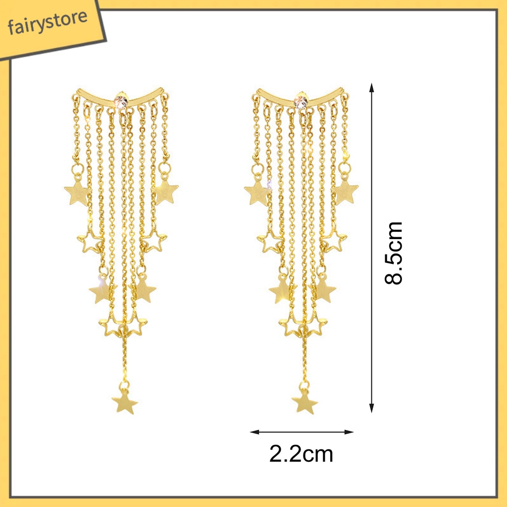 1 Cặp Bông Tai Hình Ngôi Sao Năm Cánh Dát Đá Hình Học Dát Thả Hàng Ngày [FRO] [FRO] 1 Cặp Bông Tai Hình Học