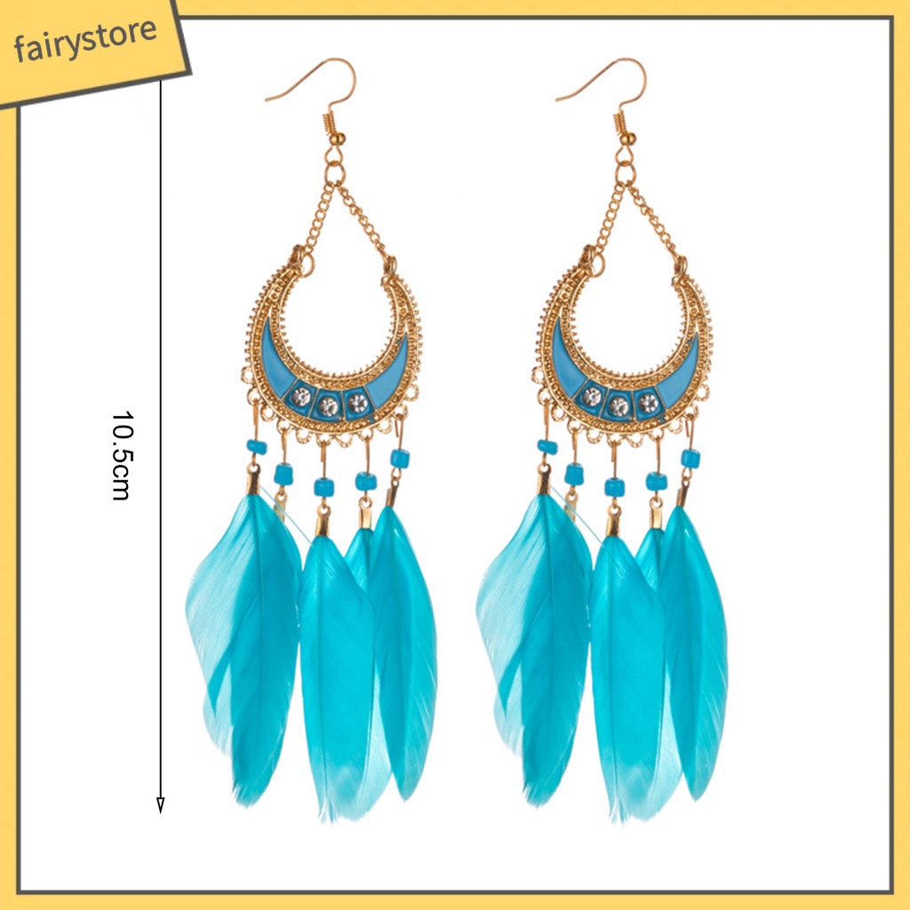 1 Đôi Bông Tai Hình Lông Vũ Phong Cách Bohemia