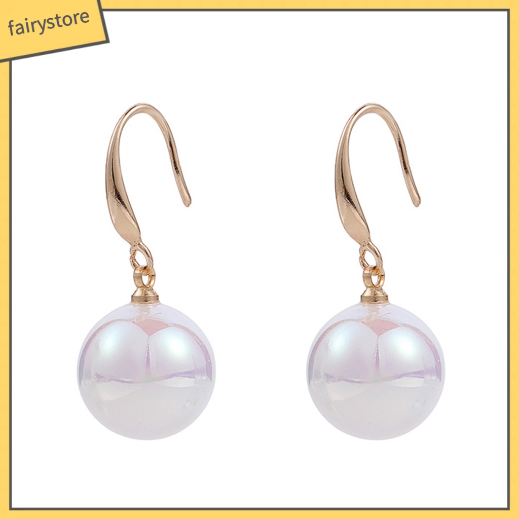 1 Đôi Bông Tai Đính Ngọc Trai Giả Màu Trắng Sáng Bóng Thanh Lịch Dành Cho Nữ